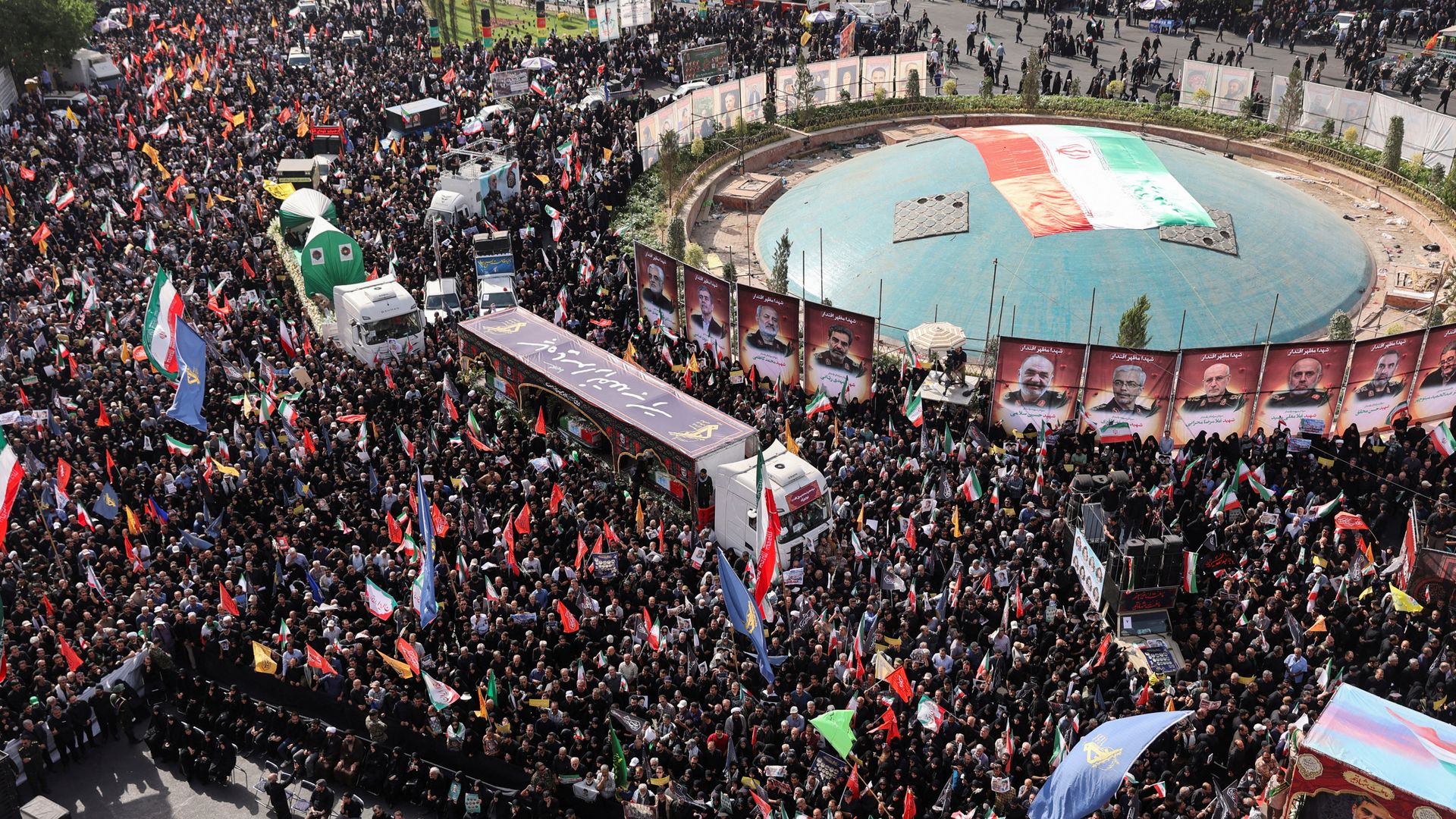 Thousands gather for funeral of killed Iranian military commanders and scientists